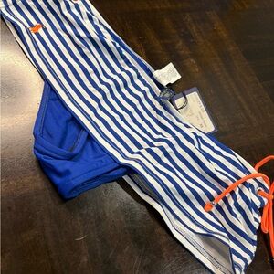 Polo Ralph Lauren Blue and White Striped Women's Swimwear Size XS